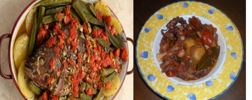 Δυο συνταγές που μοσχοβολούν Ελλάδα: Πελαγίσιες σάρπες με μπάμιες και Χταπόδι με μελιτζάνες και πατάτες
